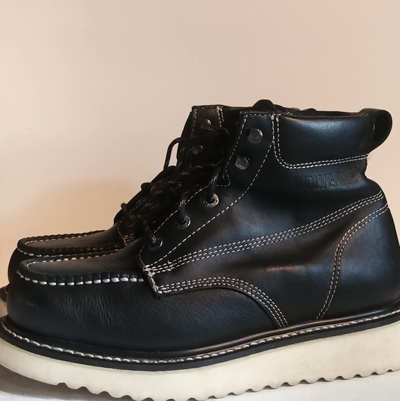 wolverine black moc toe boots
